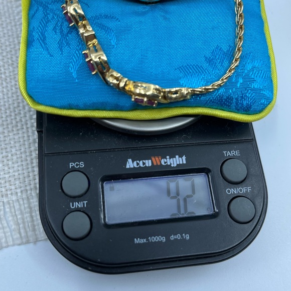 ✨ Vintage 925 Sterling Silver Gold Vermeil Ruby & CZ Tennis Bracelet - 7.25” - Picture 17 of 17